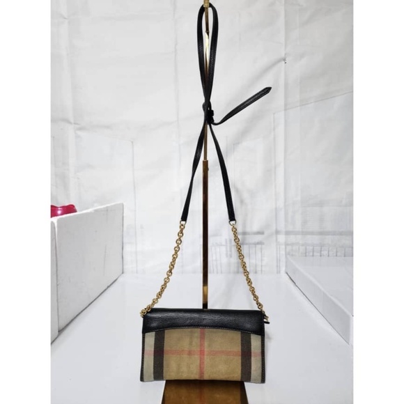 Authentic Burberry Henley Wallet on Chain Leather with House Check Canvas - Picture 3 of 15